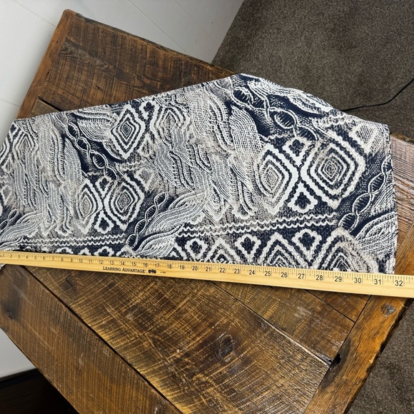 Clara Sun Woo Navy White Taupe Print Palazzo Pants Stretch Pull-On M - Picture 3 of 7